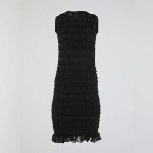 Akris Pinto Black Frill Hem Smocked Dress